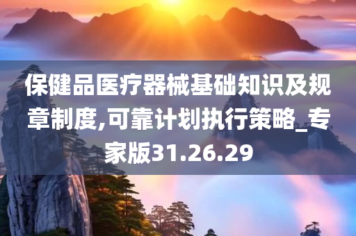 保健品医疗器械基础知识及规章制度,可靠计划执行策略_专家版31.26.29