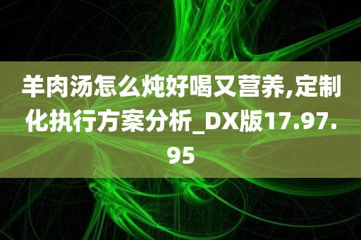 羊肉汤怎么炖好喝又营养,定制化执行方案分析_DX版17.97.95