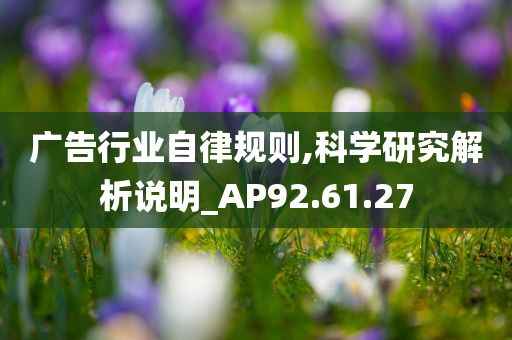 广告行业自律规则,科学研究解析说明_AP92.61.27