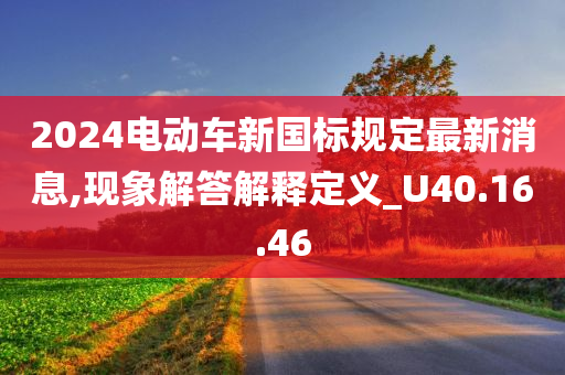 2024电动车新国标规定最新消息,现象解答解释定义_U40.16.46