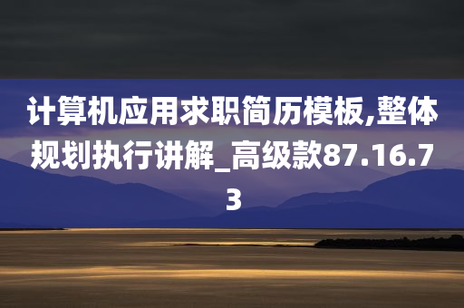 计算机应用求职简历模板,整体规划执行讲解_高级款87.16.73