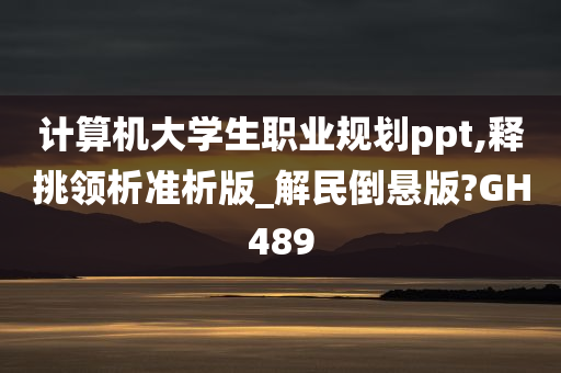 计算机大学生职业规划ppt,释挑领析准析版_解民倒悬版?GH489