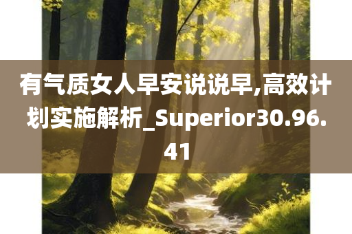 有气质女人早安说说早,高效计划实施解析_Superior30.96.41