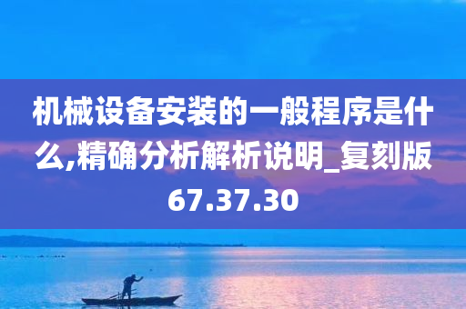 机械设备安装的一般程序是什么,精确分析解析说明_复刻版67.37.30