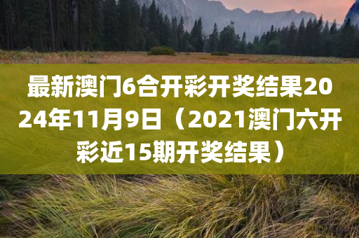 最新澳门6合开彩开奖结果2024年11月9日（2021澳门六开彩近15期开奖结果）