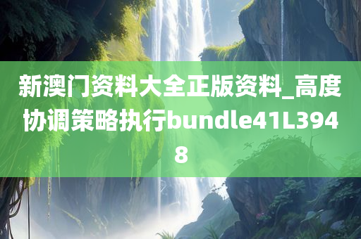 新澳门资料大全正版资料_高度协调策略执行bundle41L3948