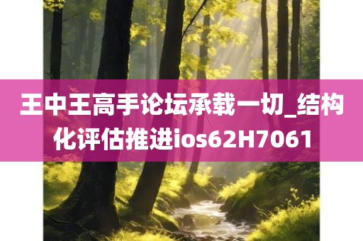 王中王高手论坛承载一切_结构化评估推进ios62H7061