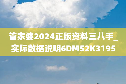 管家婆2024正版资料三八手_实际数据说明6DM52K3195