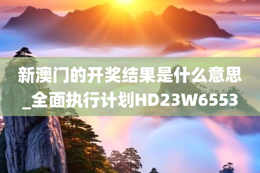 新澳门的开奖结果是什么意思_全面执行计划HD23W6553