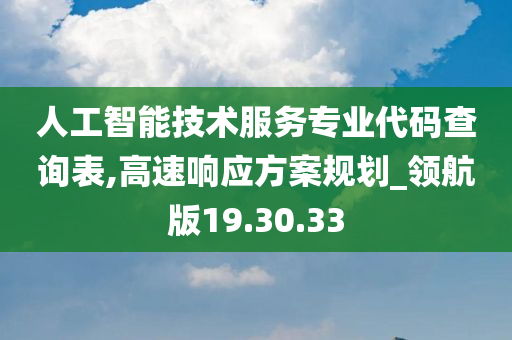 人工智能技术服务专业代码查询表,高速响应方案规划_领航版19.30.33