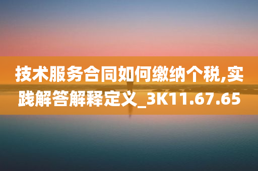 技术服务合同如何缴纳个税,实践解答解释定义_3K11.67.65