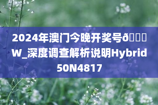 2024年澳门今晚开奖号🐎W_深度调查解析说明Hybrid50N4817