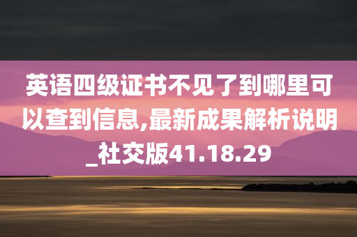 英语四级证书不见了到哪里可以查到信息,最新成果解析说明_社交版41.18.29