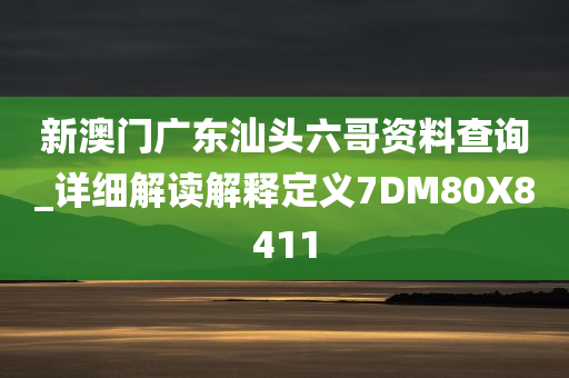 新澳门广东汕头六哥资料查询_详细解读解释定义7DM80X8411