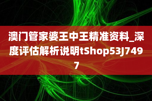 澳门管家婆王中王精准资料_深度评估解析说明tShop53J7497