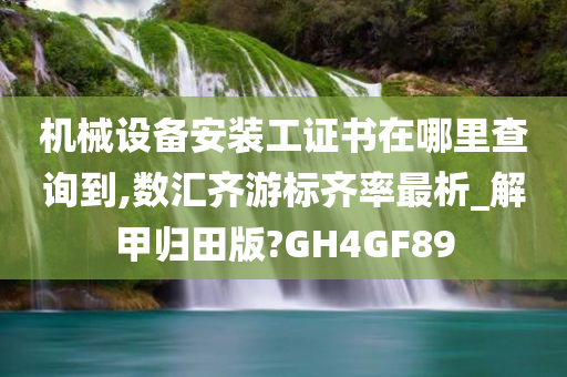 机械设备安装工证书在哪里查询到,数汇齐游标齐率最析_解甲归田版?GH4GF89