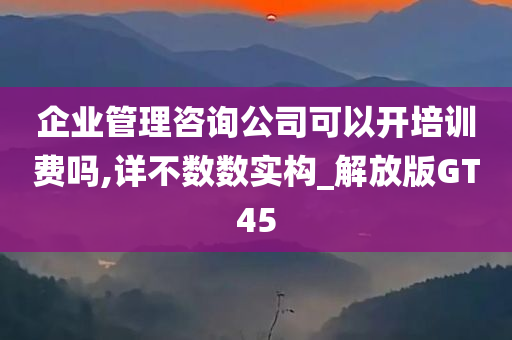 企业管理咨询公司可以开培训费吗,详不数数实构_解放版GT45