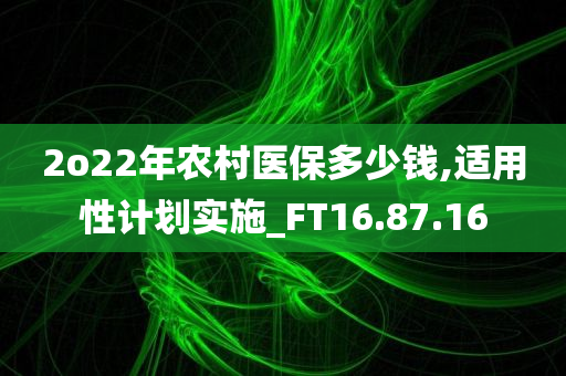 2o22年农村医保多少钱,适用性计划实施_FT16.87.16