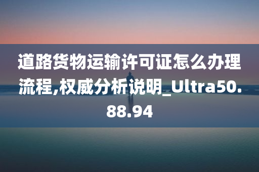 道路货物运输许可证怎么办理流程,权威分析说明_Ultra50.88.94