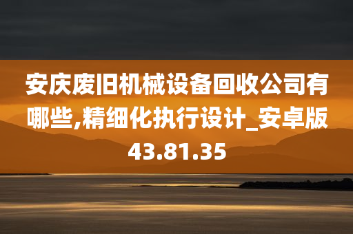 安庆废旧机械设备回收公司有哪些,精细化执行设计_安卓版43.81.35