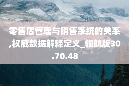 零售店管理与销售系统的关系,权威数据解释定义_领航版30.70.48