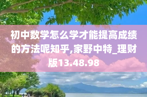 初中数学怎么学才能提高成绩的方法呢知乎,家野中特_理财版13.48.98