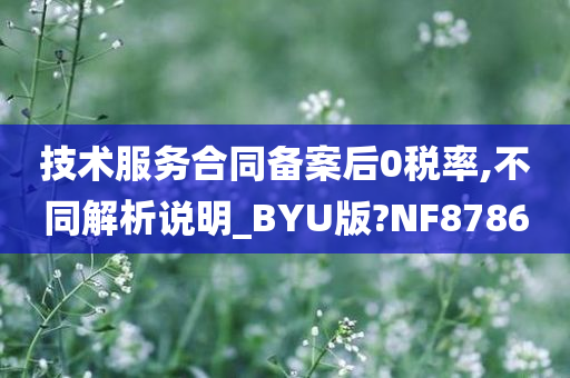 技术服务合同备案后0税率,不同解析说明_BYU版?NF8786