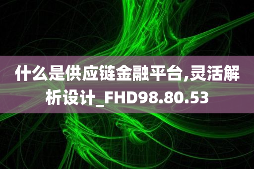 什么是供应链金融平台,灵活解析设计_FHD98.80.53