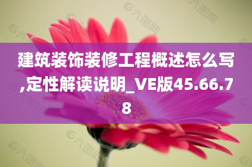 建筑装饰装修工程概述怎么写,定性解读说明_VE版45.66.78