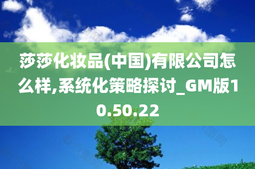 莎莎化妆品(中国)有限公司怎么样,系统化策略探讨_GM版10.50.22