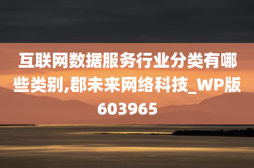 互联网数据服务行业分类有哪些类别,郡未来网络科技_WP版603965