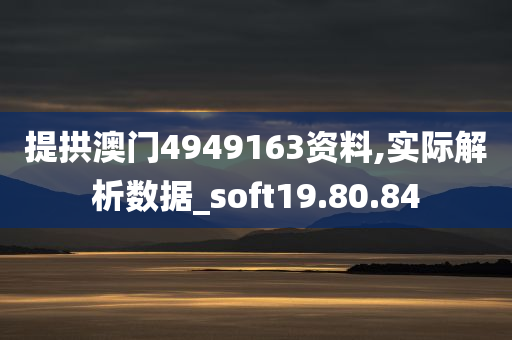 提拱澳门4949163资料,实际解析数据_soft19.80.84