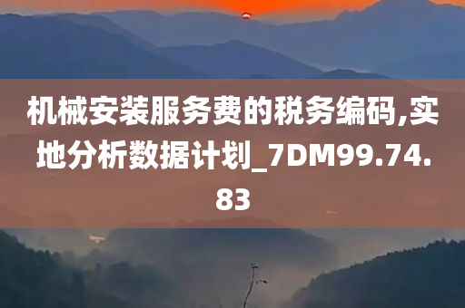 机械安装服务费的税务编码,实地分析数据计划_7DM99.74.83