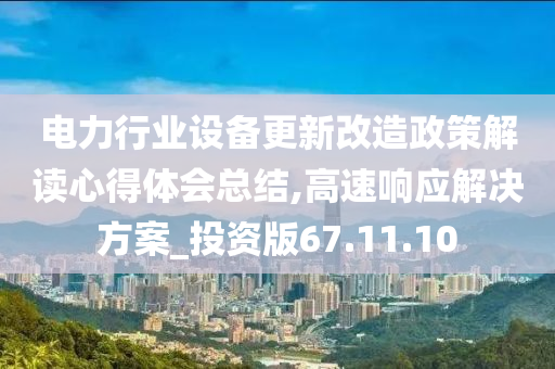 电力行业设备更新改造政策解读心得体会总结,高速响应解决方案_投资版67.11.10