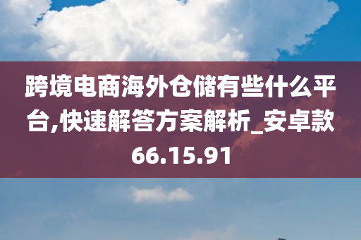 跨境电商海外仓储有些什么平台,快速解答方案解析_安卓款66.15.91