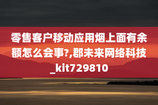 零售客户移动应用烟上面有余额怎么会事?,郡未来网络科技_kit729810