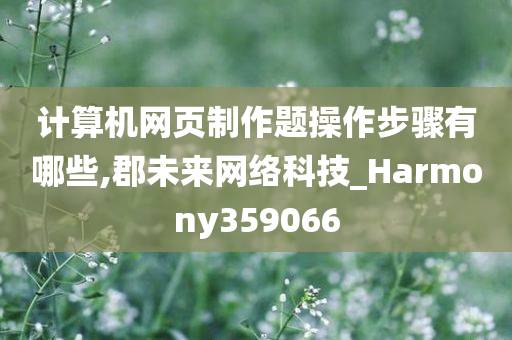 计算机网页制作题操作步骤有哪些,郡未来网络科技_Harmony359066