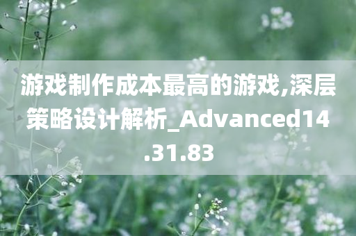 游戏制作成本最高的游戏,深层策略设计解析_Advanced14.31.83