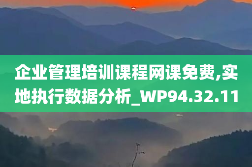 企业管理培训课程网课免费,实地执行数据分析_WP94.32.11