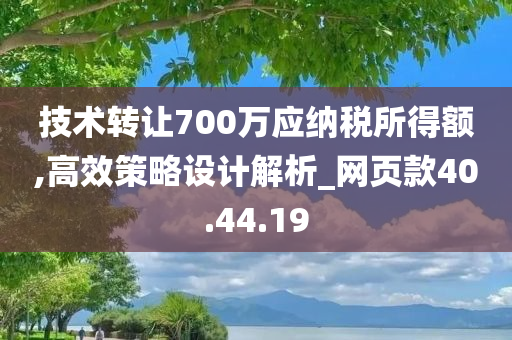 技术转让700万应纳税所得额,高效策略设计解析_网页款40.44.19