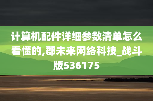 计算机配件详细参数清单怎么看懂的,郡未来网络科技_战斗版536175