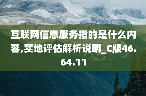 互联网信息服务指的是什么内容,实地评估解析说明_C版46.64.11