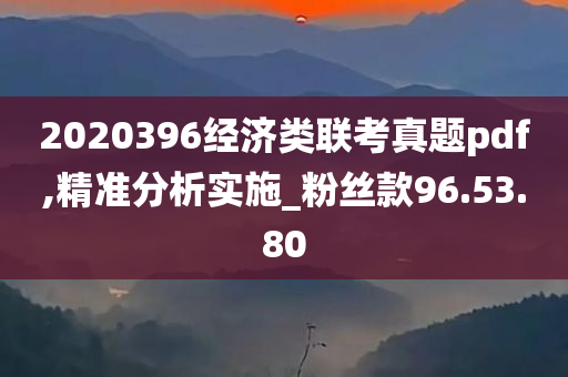 2020396经济类联考真题pdf,精准分析实施_粉丝款96.53.80