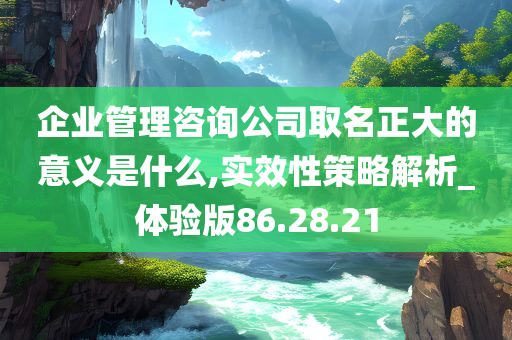 企业管理咨询公司取名正大的意义是什么,实效性策略解析_体验版86.28.21