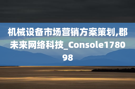 机械设备市场营销方案策划,郡未来网络科技_Console178098