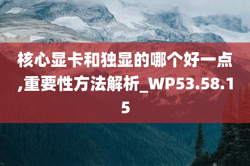 核心显卡和独显的哪个好一点,重要性方法解析_WP53.58.15