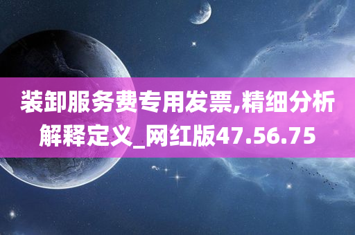 装卸服务费专用发票,精细分析解释定义_网红版47.56.75