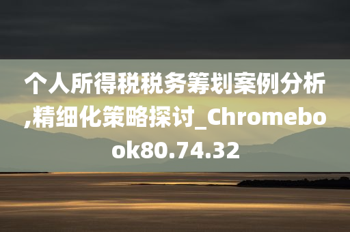 个人所得税税务筹划案例分析,精细化策略探讨_Chromebook80.74.32