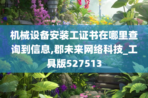 机械设备安装工证书在哪里查询到信息,郡未来网络科技_工具版527513