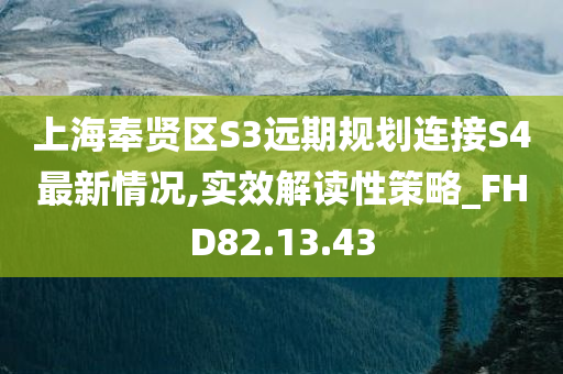 上海奉贤区S3远期规划连接S4最新情况,实效解读性策略_FHD82.13.43